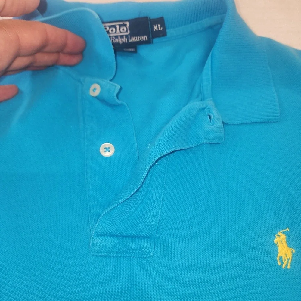 Polo Ralph Lauren Mens XL Blue Short Sleeve Cotton Pique Pony Logo Polo Shirt‎